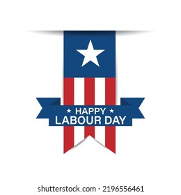 Happy Labour Day simple vector web banner. Flag of America for Labor Day label. Minimalist background, banner, poster.