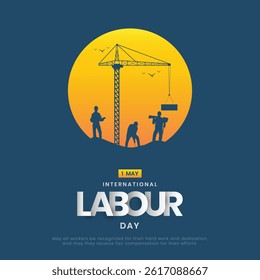 Happy Labour Day Social Media Post and Greeting Card Design. 1 May - International Workers Day Minimal and Modern Creative Post Template Vector Illustration