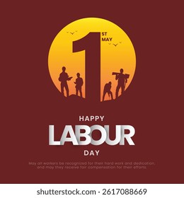 Happy Labour Day Social Media Post and Greeting Card Design. 1 May - International Workers Day Minimal and Modern Creative Post Template Vector Illustration