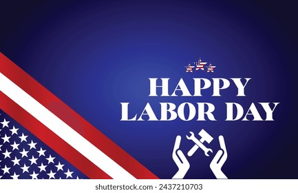 Happy Labour day stylish text with usa flag design