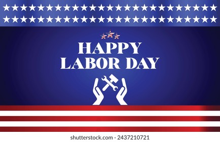 Happy Labour day stylish text with usa flag design