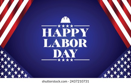 Happy Labour day stylish text with usa flag design