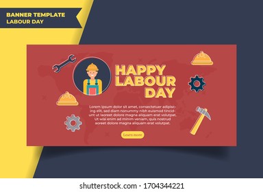 Happy Labour Day Template Background , poster, banner flat Vector Illustration. Vector illustration of  Labour Day with stylish text background.