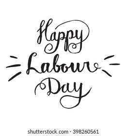 Happy Labour Day - tree unique design elements isolated on white backgground. Great design element for congratulation cards, banners and flyers.