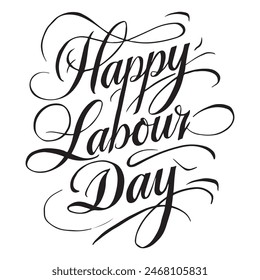 happy labour day typography or caligraphy