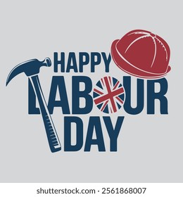 happy labour day typography with white background