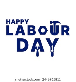 Feliz Día del Trabajo diseño de Ilustración vectorial.1st May Vector del Día del Trabajo para celebrar el día internacional del trabajo con tipografía y equipo destornillador martillo y tuercas, etc