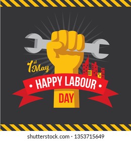 Happy labour day vector label - Illustration and background