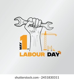 Happy Labour Day. Worker with gray background vector royalty free stock illustration for poster, social media, marketing.  International Labour Day. Labour day. May 1st.