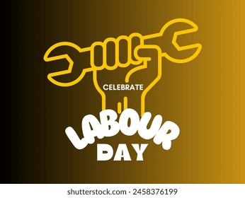 happy Labour or international workers day vector illustration. labor and may day celebration design.A hand holding a wrench. 1st may workers day poster and social media post.eps format design