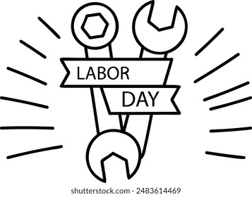 Happy Labours Day Badge outline concept, workforce association logotype vector icon design, Labor Day Symbol, 1st of May Sign, International Worker stock illustration