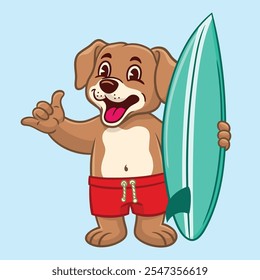 Feliz Labrador Surfista Mascote Personagem