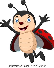 Happy ladybug cartoon waving hand