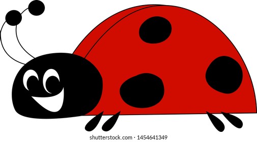 Happy ladybug, illustration, vector on white background.