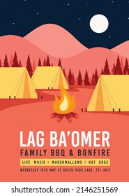 Happy Lag Ba Omer day party invite card concept.