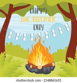 Happy Lag Ba Omer day greeting card concept. Translation for Hebrew text - Happy Lag Ba Omer day.