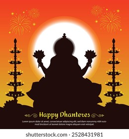 Happy Lakshmi puja Indian religious festival poster design template. Minimal Poster-Vector