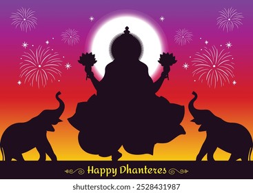 Happy Lakshmi puja Indian religious festival poster design template. Minimal Poster-Vector