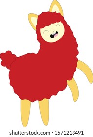 Happy lama dances and laughs