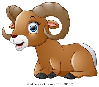 Happy lamb cartoon isolated on white background