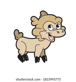 happy lamb walking cartoon isolated on white