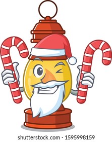 Happy lantern Scroll Cartoon character in Santa with candy