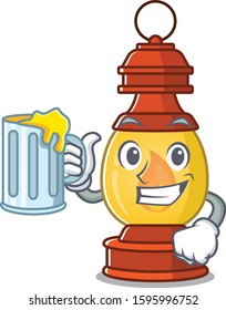 Happy lantern Scroll mascot design with a big glass