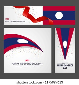 Happy Laos independence day Banner and Background Set