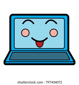 happy laptop kawaii icon image 
