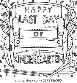 Happy Last Day of Kindergarten Coloring Page 