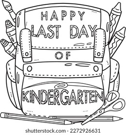 Happy Last Day of Kindergarten Isolated Coloring 