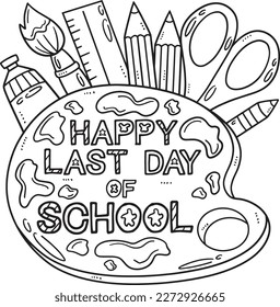 Happy Last Day of School Isolated Coloring Page 