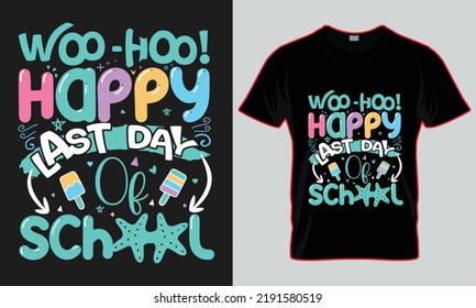 diseño de camisetas de verano de la escuela de último día feliz 