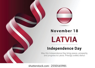 Happy Latvia Independence Day of Restoration of Independence 4 May flag ribbon vector poster