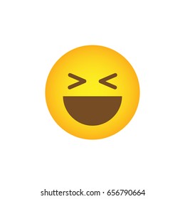 Happy, laugh, ha ha icon. Social media emoticon. Cute design.