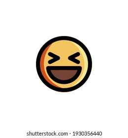 Happy Laugh Smile Emoticon Icon Logo Vector Illustration. Outline Style.
