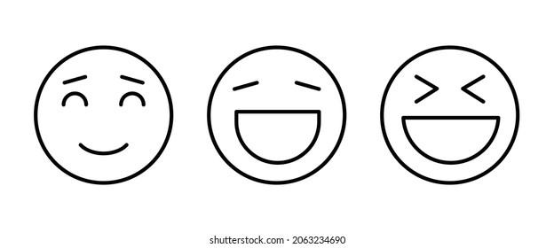 Happy Laugh, Smile, smiling, funny icon editable stroke emoticon