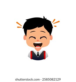 Happy Laughing Boy Cartoon, College students laughing together at cafeteria, Emoji Boys School