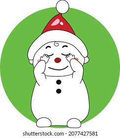 Happy Laughing Cute Vector Snowman