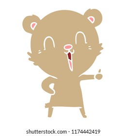 happy laughing flat color style cartoon bear