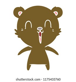 happy laughing flat color style cartoon bear