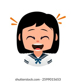 Happy Laughing girl Cartoon, College students laughing together at cafeteria, Emoji girl School
