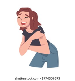 Happy Laughing Girl, Happy Young Woman Character, Positive Human Emotions Concept Cartoon Vector Illustration