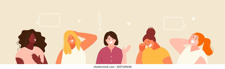 Happy laughing girls. Women friendship, hen party leisure vector illustration