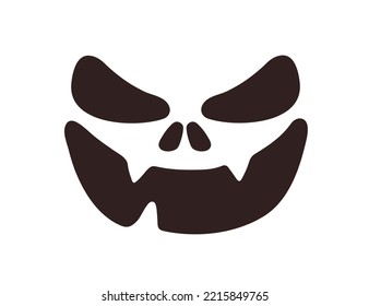 Feliz carátula de Halloween riéndose con una sonrisa de horror malvada. Crepante expresión de risa espeluznante, plantilla para tallar jack Helloween. Ilustración vectorial plana aislada en fondo blanco