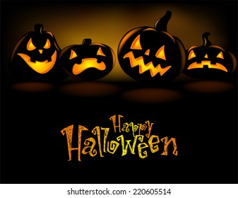 Happy laughing Halloween lanterns, vector illustration. 
