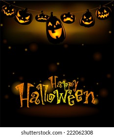 Felices linternas de Halloween riendo, ilustración vectorial. 