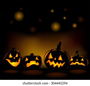 Happy laughing Halloween lanterns vector illustration. 