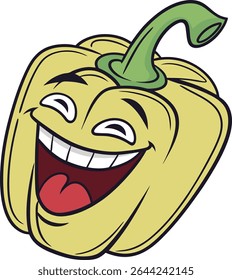 Feliz risada amarelo sino pimenta ilustração cartoon.