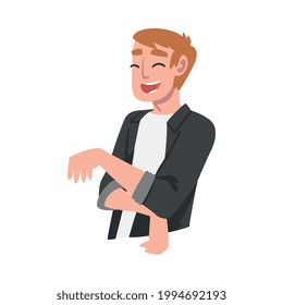 Happy Laughing Young Man, Portrait of Joyful Person Cartoon Vector Illustration